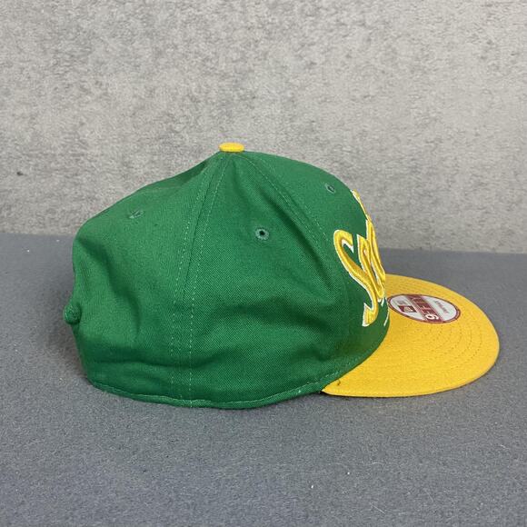Seattle SuperSonics Hat Cap Snap Back Green Yellow NBA Basketball New Era Mens - Picture 5 of 9